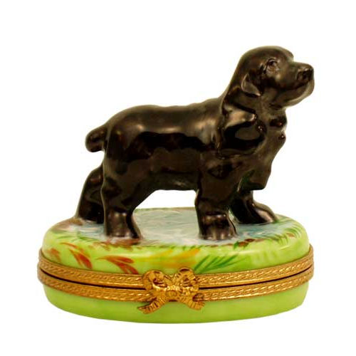 Magnifique Black Cocker Spaniel Limoges Box