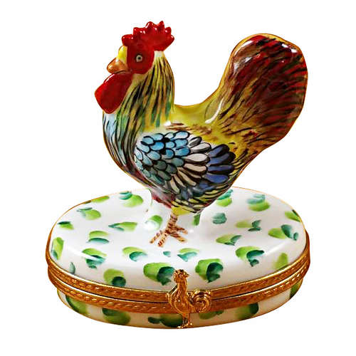 Magnifique Rooster on White Base Limoges Box