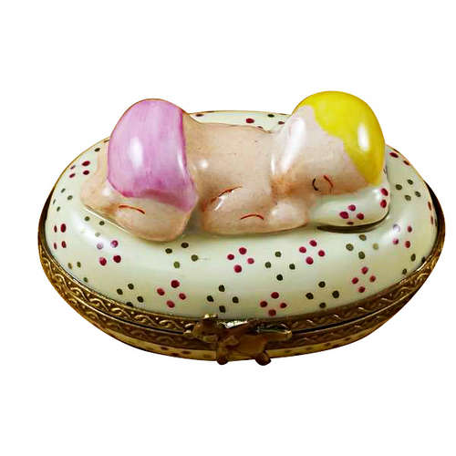 Magnifique Pink Baby Sleeping Limoges Box