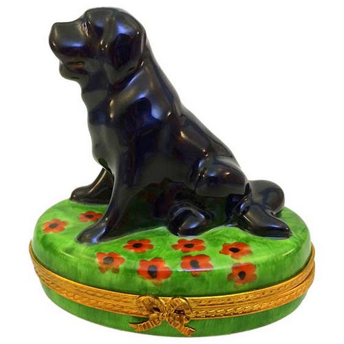 Magnifique Large Black Lab Limoges Box