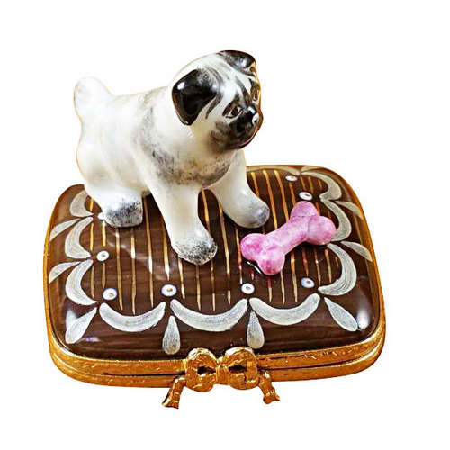 Magnifique Pug on Base with Bone Limoges Box