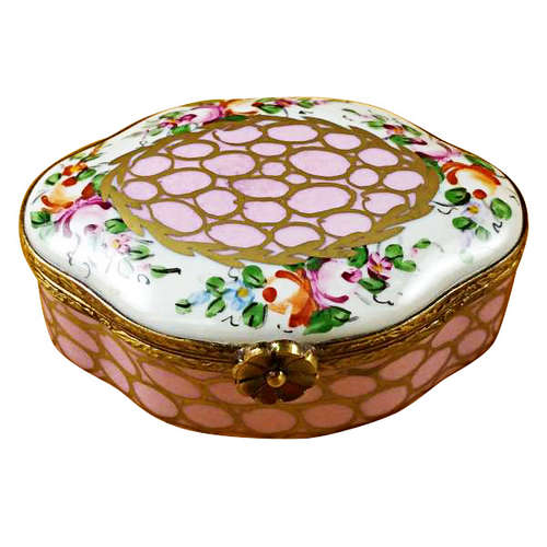 Magnifique Large Semi-Oval Pink/Gold Limoges Box