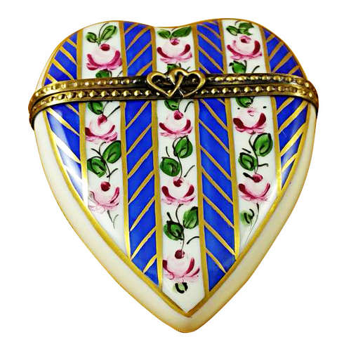 Magnifique Large Blue Heart Limoges Box