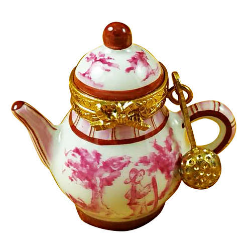 Magnifique Pink Toile Teapot Limoges Box