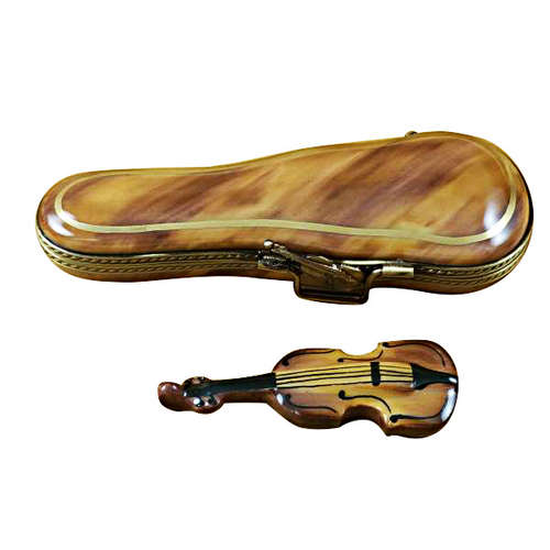 Magnifique Violin in Brown Case Limoges Box