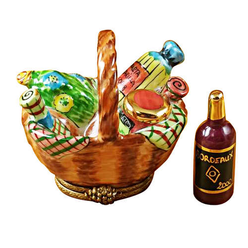 Magnifique Picnic Basket with Bottle Limoges Box