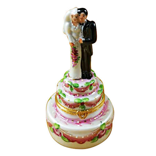 Magnifique Tall Bride and Groom on Cake Limoges Box