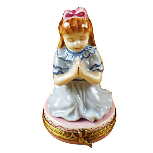 Magnifique Brunette Girl Praying Limoges Box