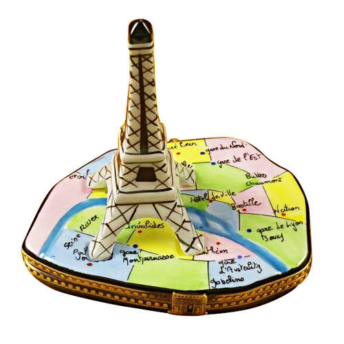 Magnifique Eiffel Tower on Map Limoges Box