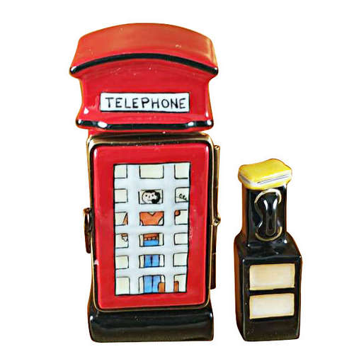 Magnifique British Phone Booth with Removable Phone Limoges Box