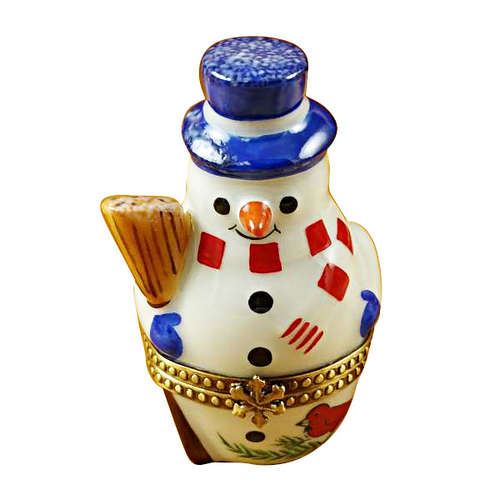 Magnifique Snowman with Blue Hat Limoges Box