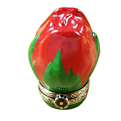 Magnifique Red Rosebud Miniature Limoges Box