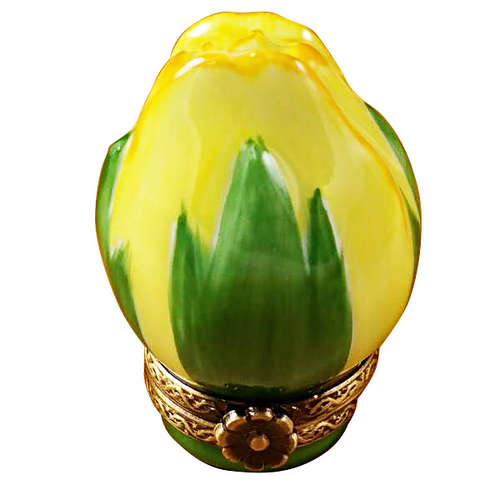 Magnifique Yellow Rosebud Miniature Limoges Box