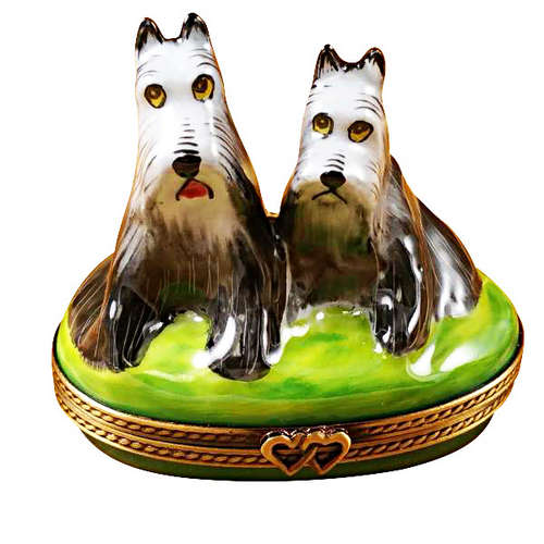 Magnifique Salt and Pepper Schnauzers Limoges Box