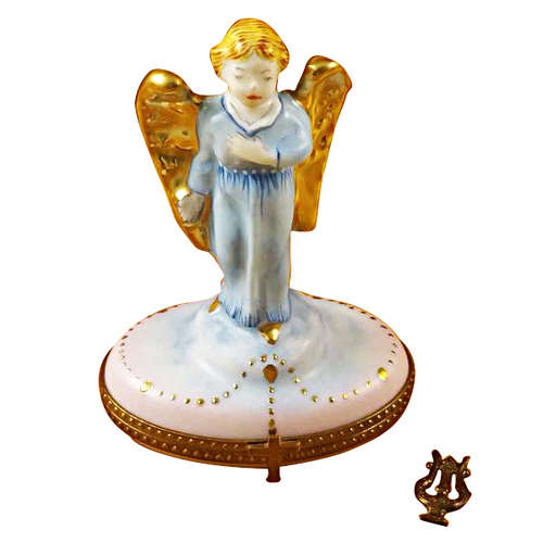 Magnifique Gabriel Angel with Harp Limoges Box