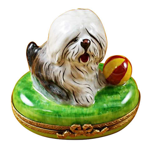 Magnifique Old English Sheepdog Limoges Box