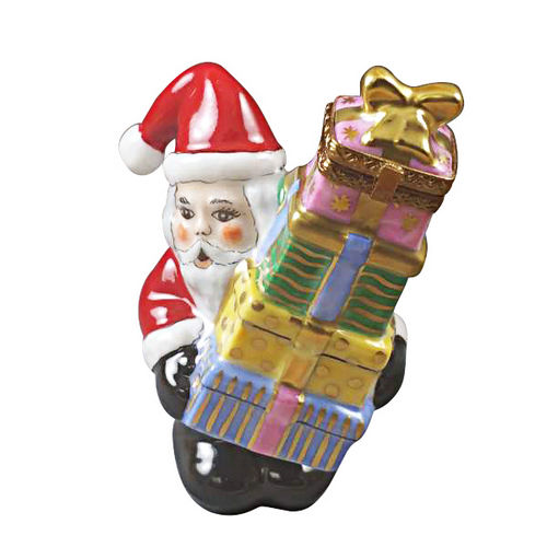 Magnifique Santa with Stacked Presents Limoges Box