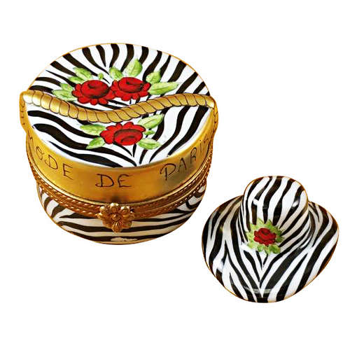 Magnifique Zebra Striped Hat Box Limoges Box