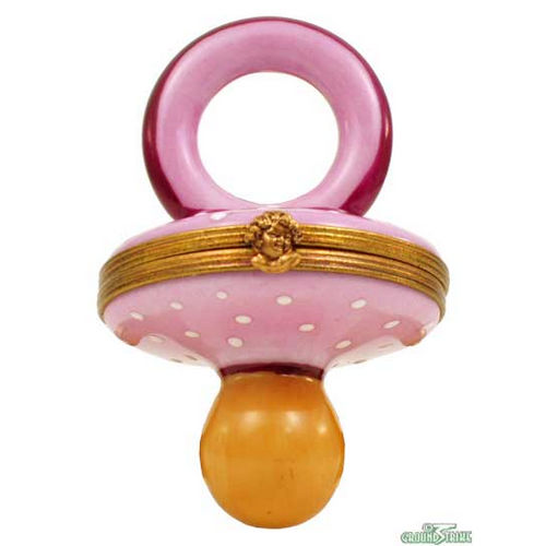 Magnifique Pink Baby Pacifier Limoges Box