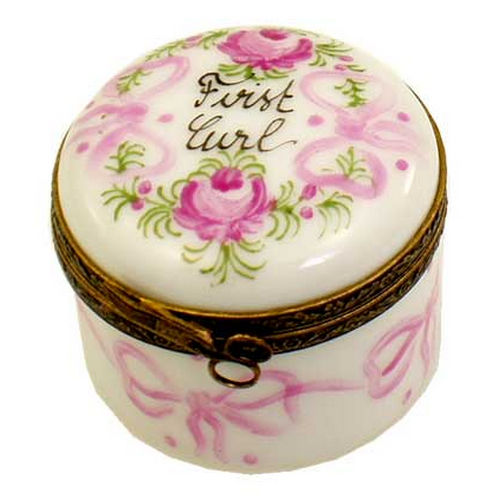 Magnifique Baby Girl's First Curl in Pink Limoges Box