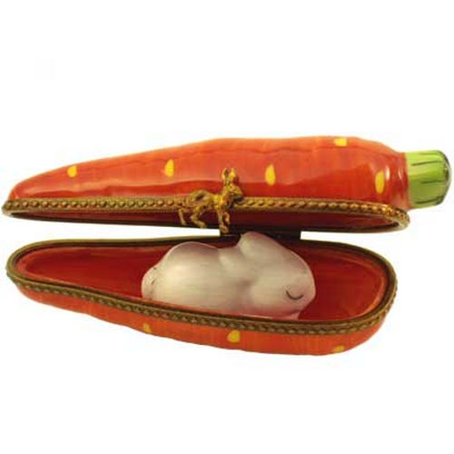 Magnifique Tiny Rabbit in a Carrot Limoges Box