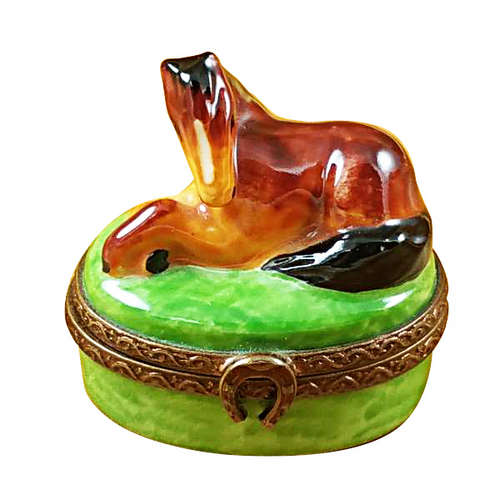 Magnifique Mini Chestnut Horse Limoges Box