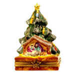 Magnifique Christmas Tree with Nativity Scene (gold star)