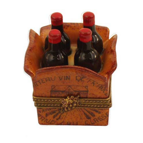 Magnifique Crate of Four Wine Bottles Limoges Box