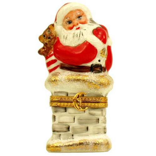 Magnifique Santa on Chimney Limoges Box