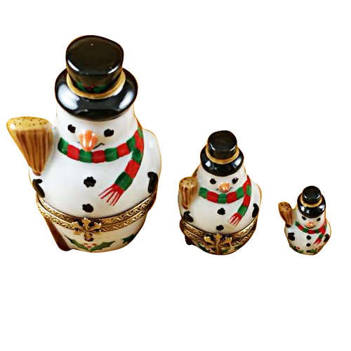 Magnifique 3 Stacking Snowmen Limoges Box