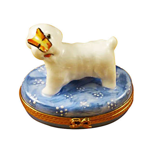 Magnifique Bichon Frise with Butterfly Limoges Box