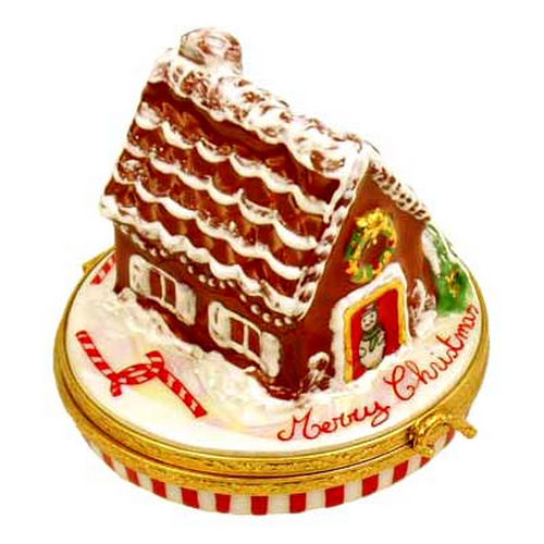 Artoria Gingerbread House with Candy Canes Limoges Box