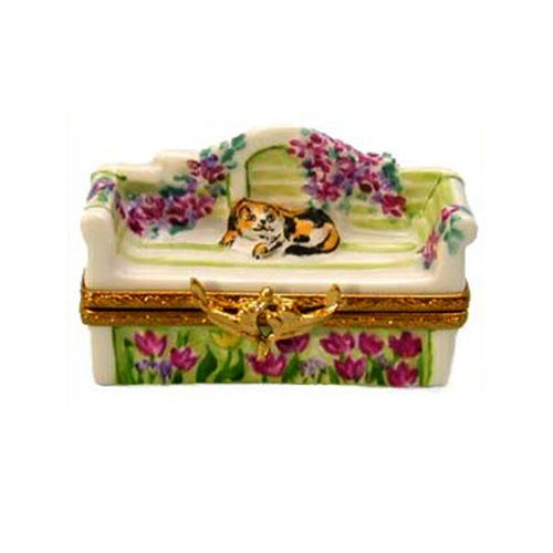 Artoria Garden Bench with Cat Limoges Box