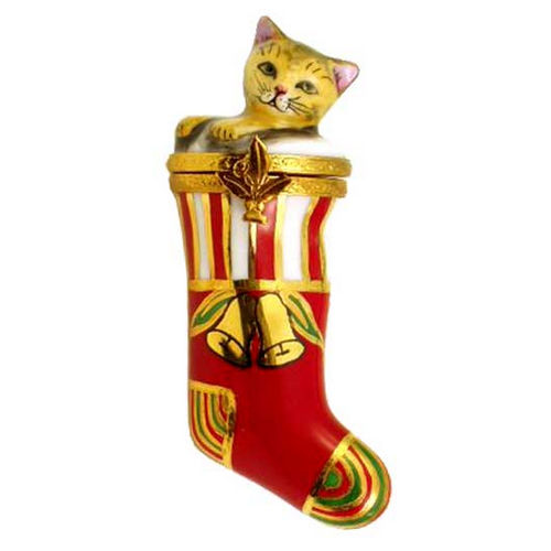 Artoria Kitten in Christmas Stocking Limoges Box