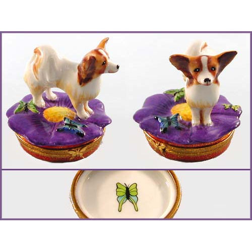 Artoria Papillon Dog Limoges Box