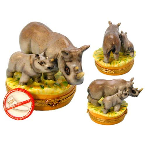 Artoria Rhino Family Limoges Box