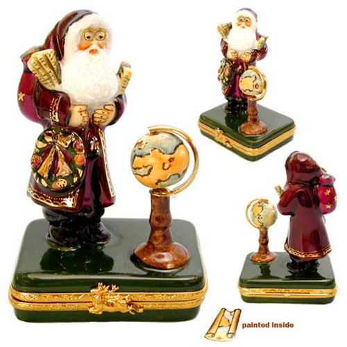 Artoria Lynn Haney Santa Globe Limoges Box