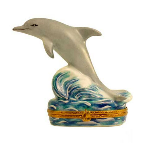 Artoria Leaping Dolphin on a Wave Limoges Box