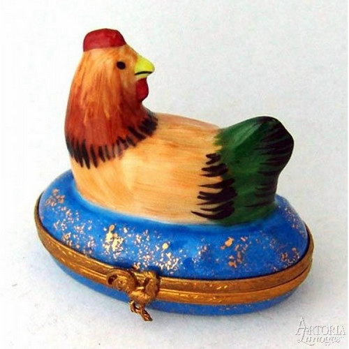 Artoria Hen on Blue Base Limoges Box