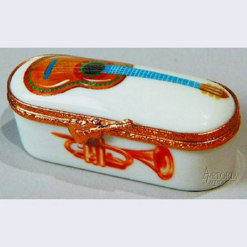 Artoria Long Oval with Guitar  Limoges Box