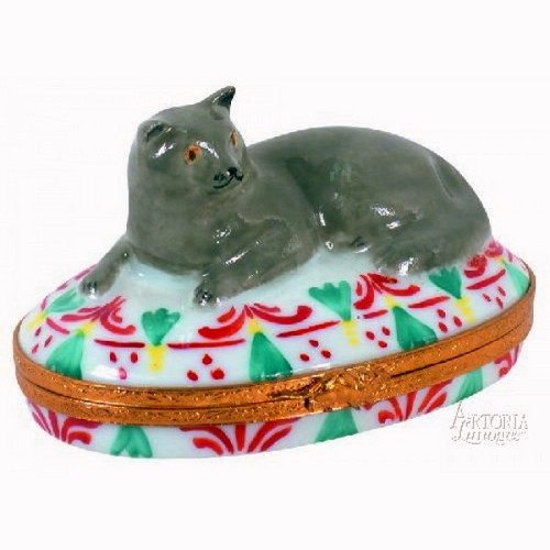 Artoria British Blue Shorthair Cat Limoges Box