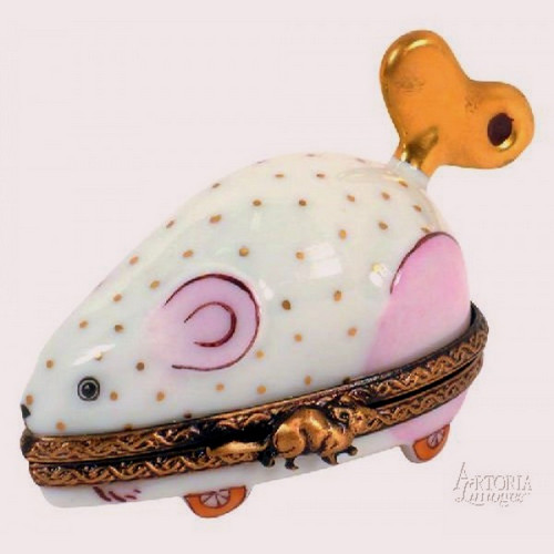 Artoria Wind-Up Mouse: Pink Limoges Box