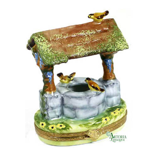 Artoria Wishing Well with Yellow Birds Limoges Box