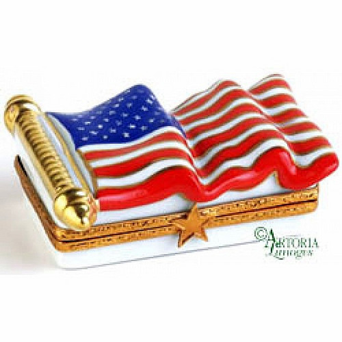 Artoria USA Flag Limoges Box