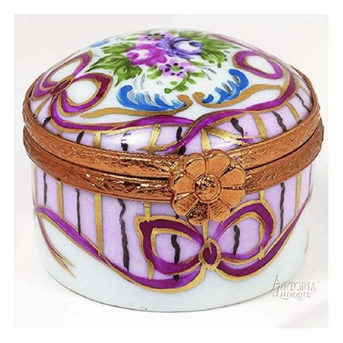 Artoria Tiny Round: Recamier Rose Limoges Box