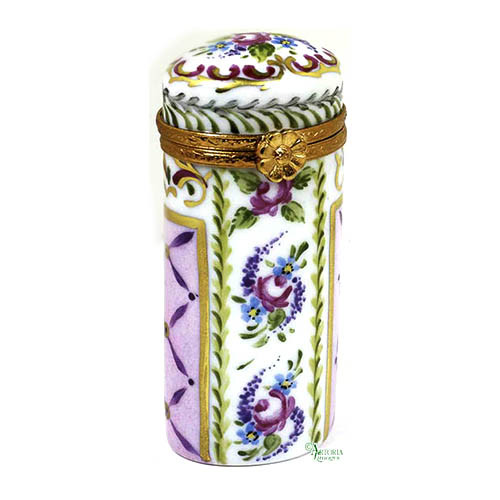 Artoria Tall Cylinder:Malmaison Rose Limoges Box
