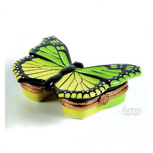 Artoria Green/Yellow Butterfly Limoges Box