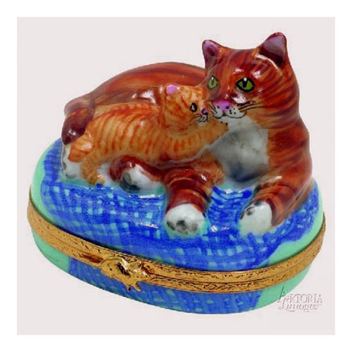 Artoria Mother Cat with Kitten Limoges Box