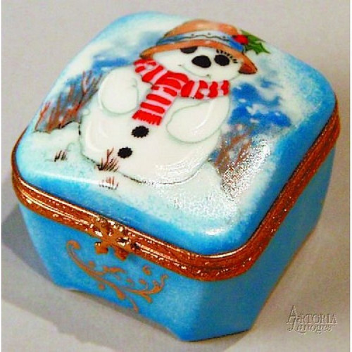 Artoria Square with Snowman  Limoges Box