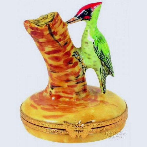 Artoria Green Woodpecker Limoges Box